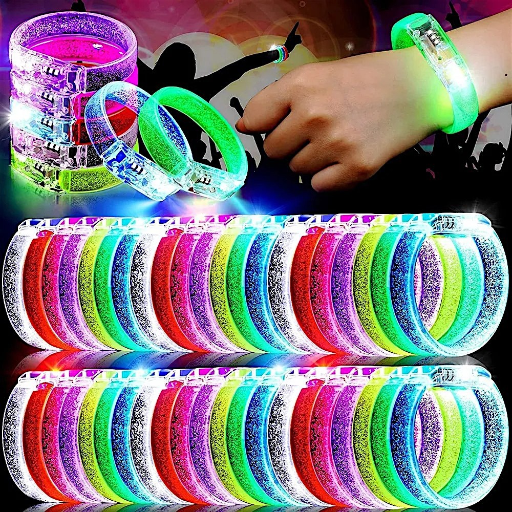 Kit 50 Pulseiras Led Luz Pisca Colorida Festa Neon Balada Aniversário Casamento Evento rave atacado
