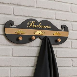 Cabideiro para Capas de Corte de Barbearias Modelo Bigode em MDF em Oferta na Shopee