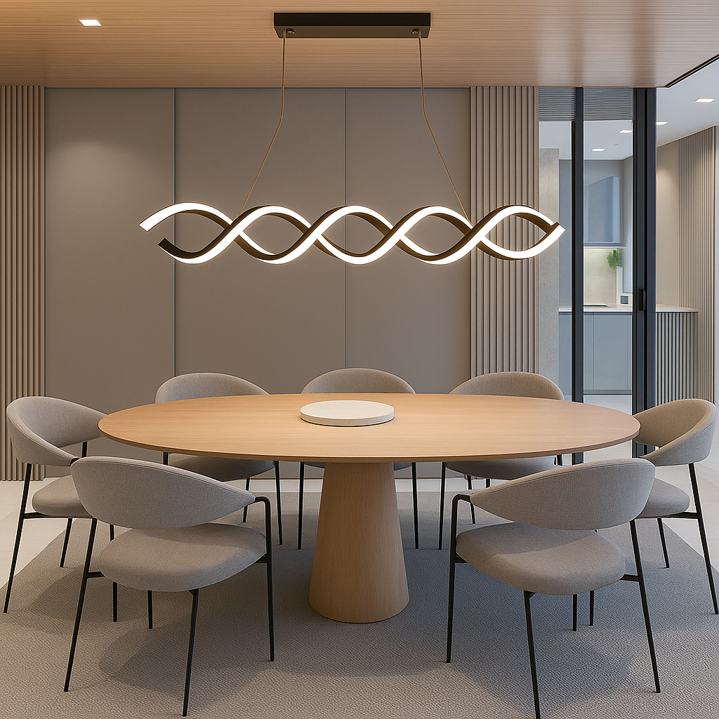 Lustre Pendente Luminária Espiral Preto 3 Cores em 1 Moderno p/ Sala de Jantar Quarto Cozinha