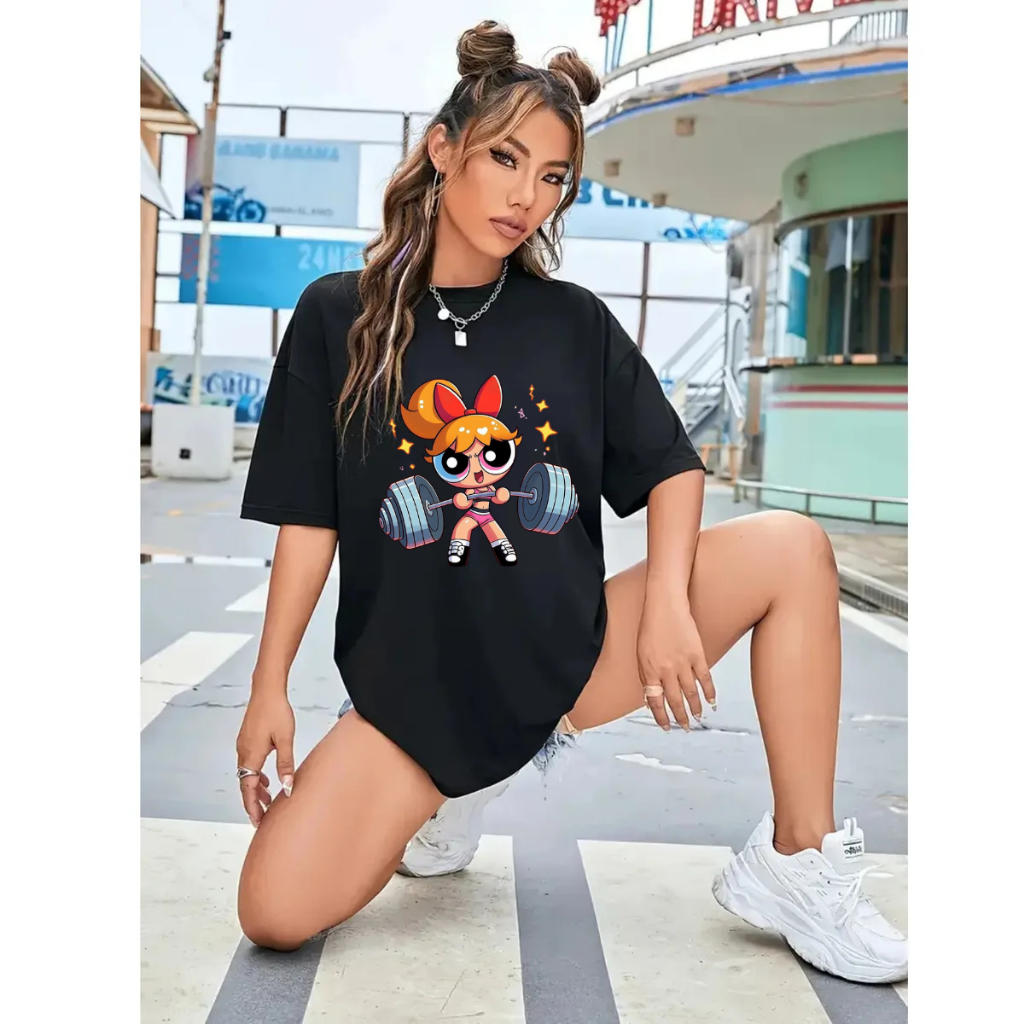 Camiseta Oversized Feminina Super Poderosas Streetwear Camisa Academia Algodão