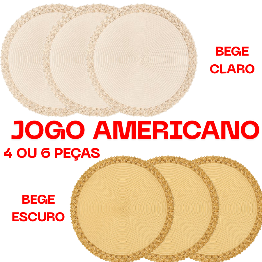 Kit 4 Ou 6 Jogo Americano Resistente Redondo Pratos Bonito Mesa Cozinha Estilo Jantar