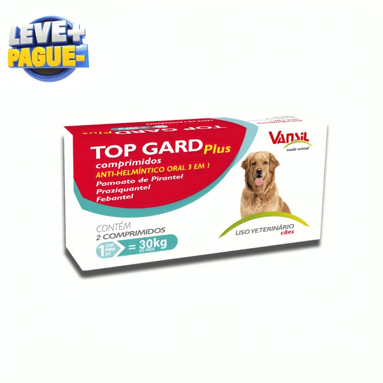 Top Gard Plus 1800 mg Vermífugo para Cães até 30kg | Vansil Original em Oferta na Shopee