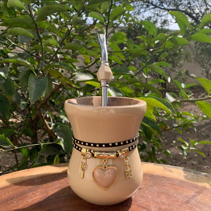 Kit Chimarrão Completo 6.4 Premium (Madeira Colorida brilhosa e pedra): Cuia + Bomba + Pulseira em Oferta na Shopee