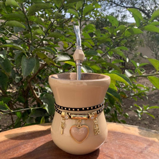 Kit Chimarrão Completo 6.4 Premium (Madeira Colorida brilhosa e pedra): Cuia + Bomba + Pulseira em Oferta na Shopee