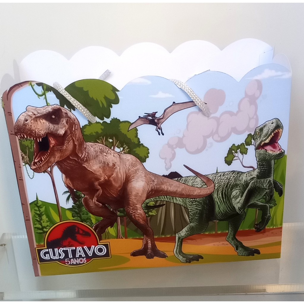 SACOLINHA G PERSONALIZADA PARA LEMBRANCINHA DE FESTA/ANIVERSÁRIO - DINOSSAUROS/JURASSIC PARK.