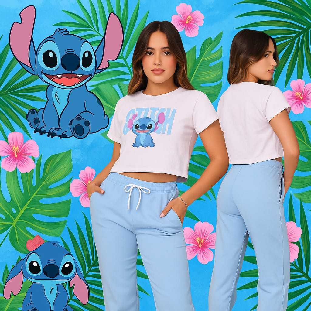 Conjunto Infantil Feminino Lilo Stitch – Roupa Menina e Adolescente, Calça e Blusa Casual Confortável Estilosa