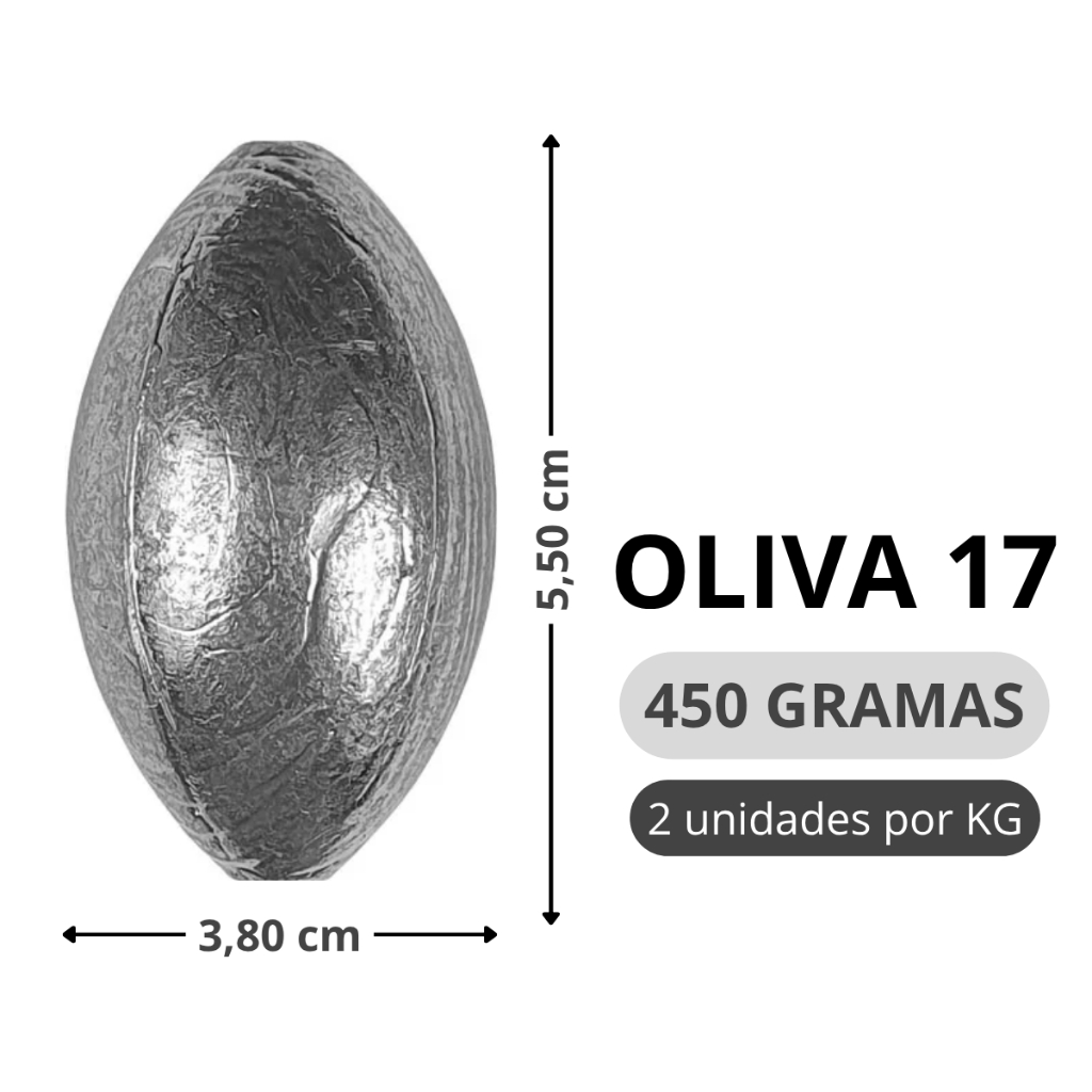 Chumbada para Pesca OLIVA 17 (450 gramas) - 1 Kg