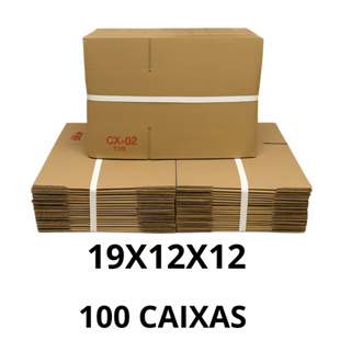 caixa de papelão 19x12x12 envios correios 100 unidades ecommerce maleta pequena em Oferta na Shopee