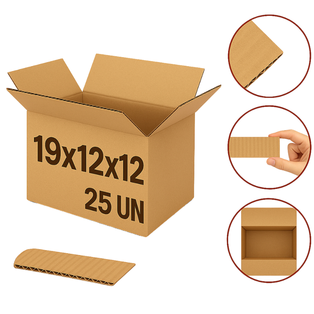 25 caixas de papelão reforçada 19x12x12 embalagem sedex premium em Oferta na Shopee