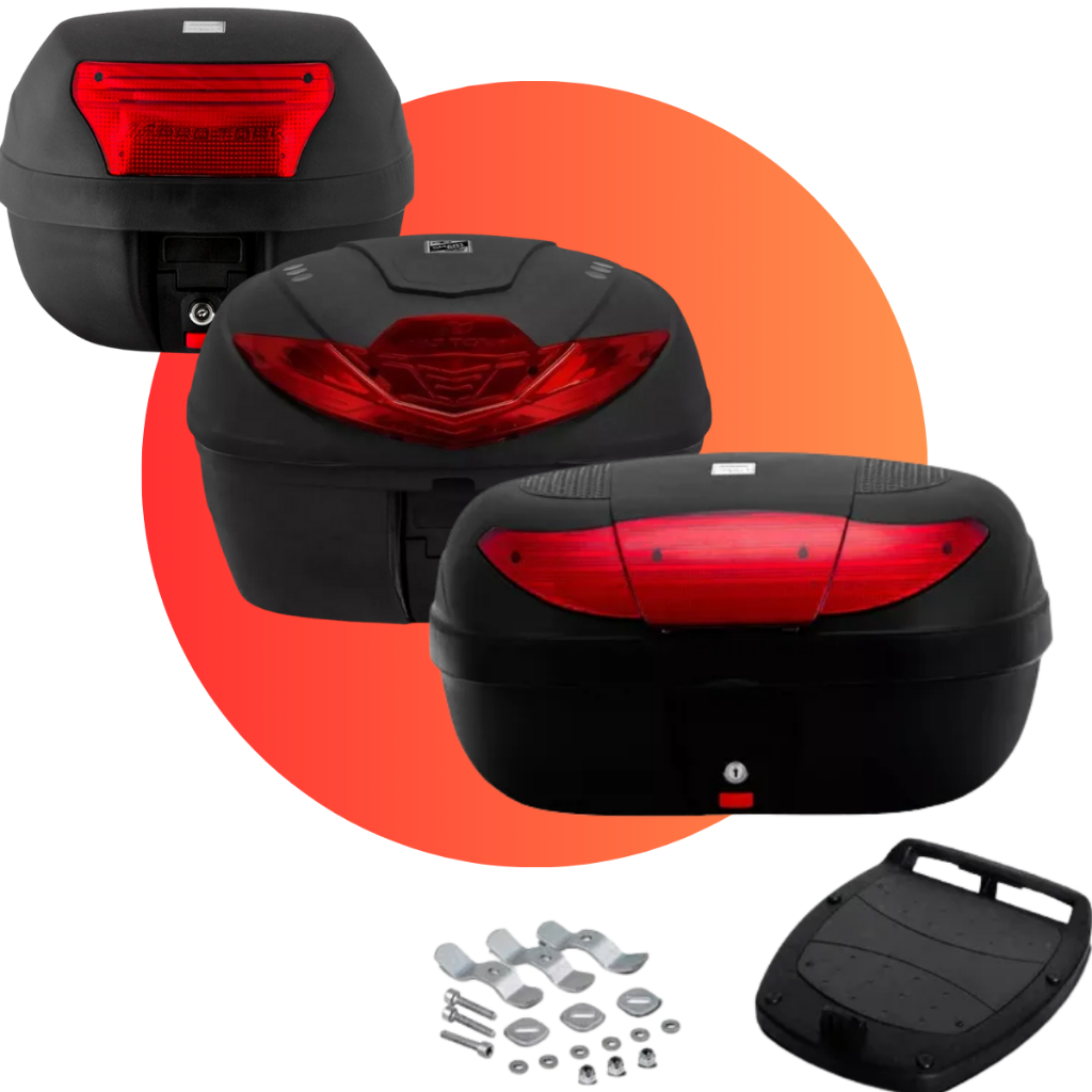 Baú Bauleto 28 35 45 litros +  kit fixação Smart Box Original Baú Universal Titan Fan Bros Biz CG