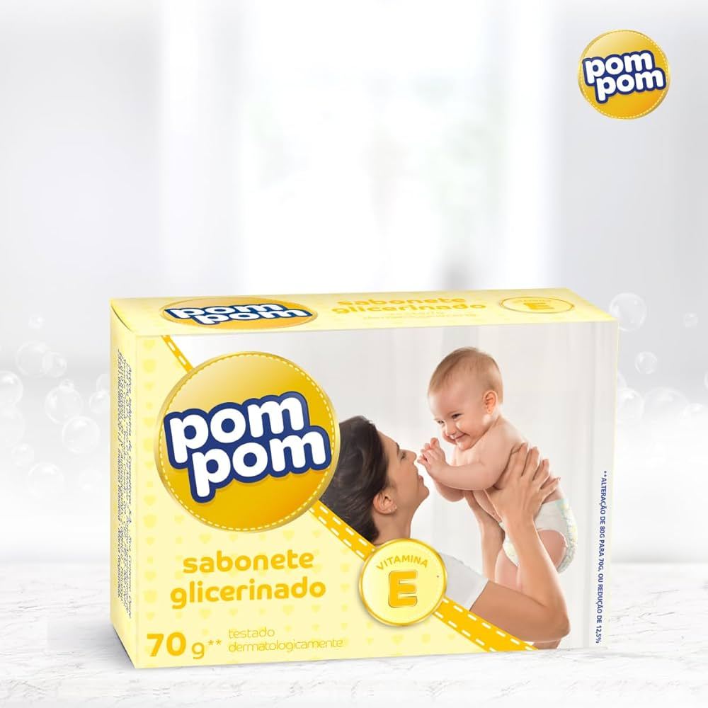 SABONETE POMPOM EM BARRA GLICERINADO - 80gr