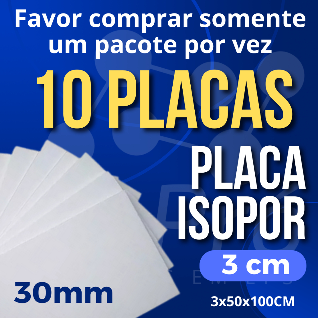 KIT 10 PLACAS ISOPOR ANTICHAMAS 30MM (3CM) - TÉRMICO ACÚSTICO - TAMANHO 100x50x3CM - ENVIO IMEDIATO em Oferta na Shopee