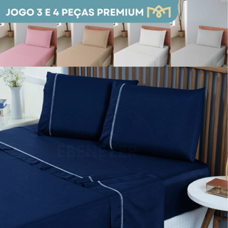 Jogo De Lençol 3 e 4 Peças Solteiro Casal Queen King Antialérgico Ponto Palito 400 Fios Luxo Premium em Oferta na Shopee
