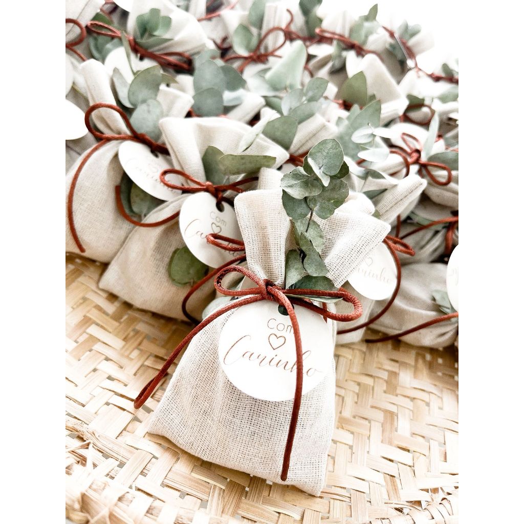 10 Saquinhos 8x12  Detalhe Eucalipto Embalagem para bem-casado trufas bombons doces finos