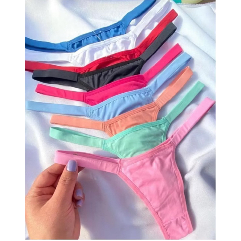 Calcinha Fio Duplo Tanga Intimates Tirinhas Microfibra Coloridas Lingeri