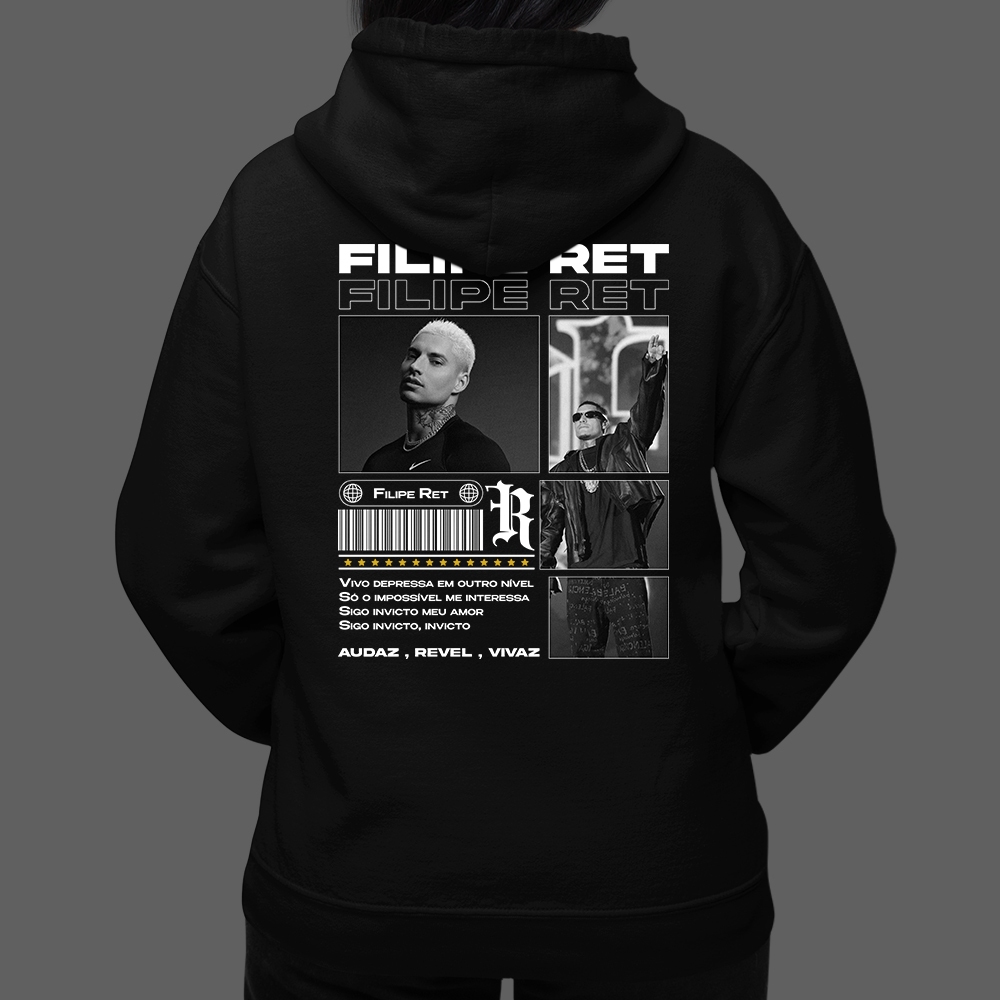 Blusa Moletom Canguru Com Capuz Filipe Ret Rapper Audaz Cantor Unissex em Oferta na Shopee