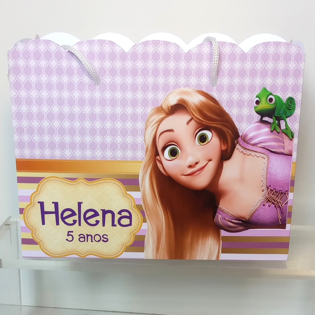 SACOLINHA G PERSONALIZADA PARA LEMBRANCINHA DE FESTAANIVERSÁRIO RAPUNZEL ENROLADOS/RAPUNZEL FLORES.