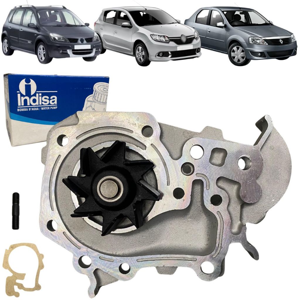 Bomba D'Água Para Renault Logan Scenic Sandero 1.6 8v 16v 2007 2008 2009 Até 2017 Indisa 702002
