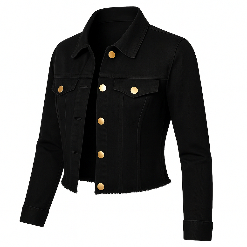 Jaqueta Jeans Feminina Denim Linha Premium Manga Longa Desfiada