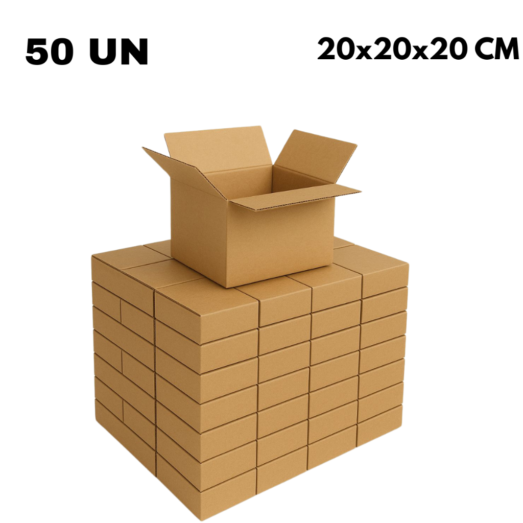 50 caixas de papelao 20x20x20 sedex-pec-correios direto da fabrica barato forte reforçada em Oferta na Shopee