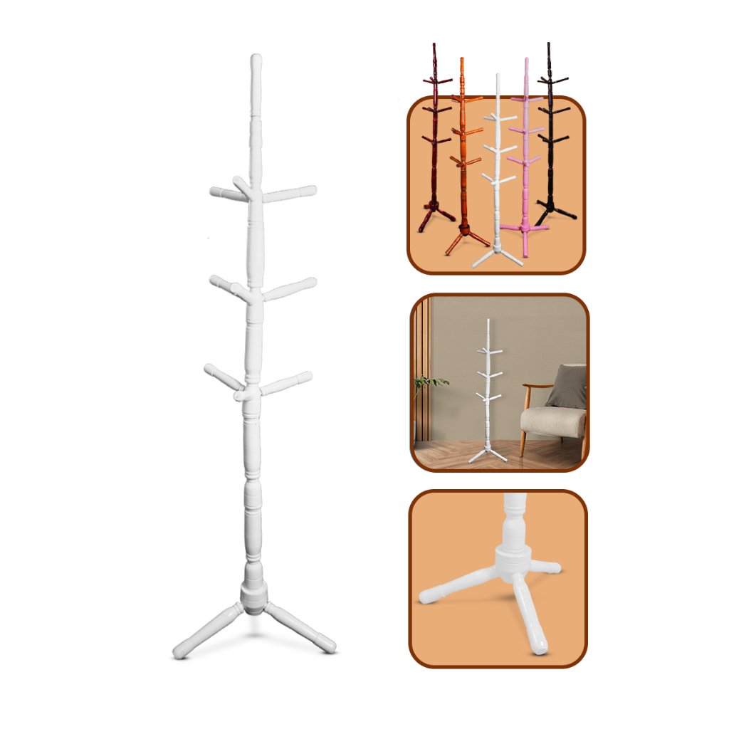 CABIDEIRO MANCEBO ROSA ARARA DE ROUPAS  10 GANCHOS DE MADEIRA MANCEBO DE CHÃO CABIDEIRO DE MADEIRA em Oferta na Shopee