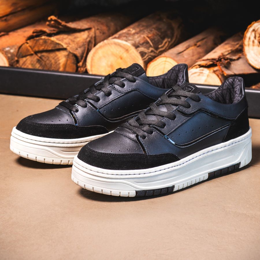 Tênis Feminino Vittal Couro Legítimo Aura Preto Solado Flatform Confort Versátil em Oferta na Shopee