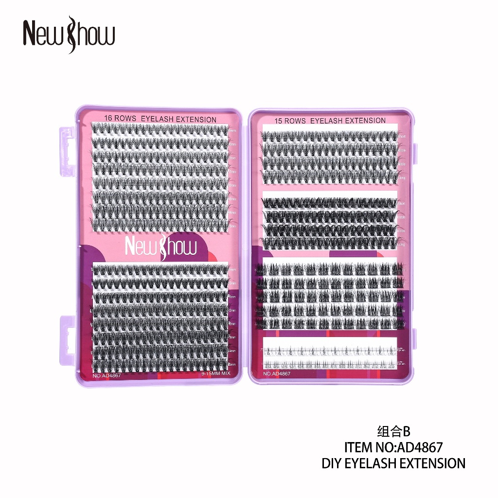 New Show Conjunto De 31 fileiras de enxerto de cílios - Cílios Postiços Tufos sem Nó