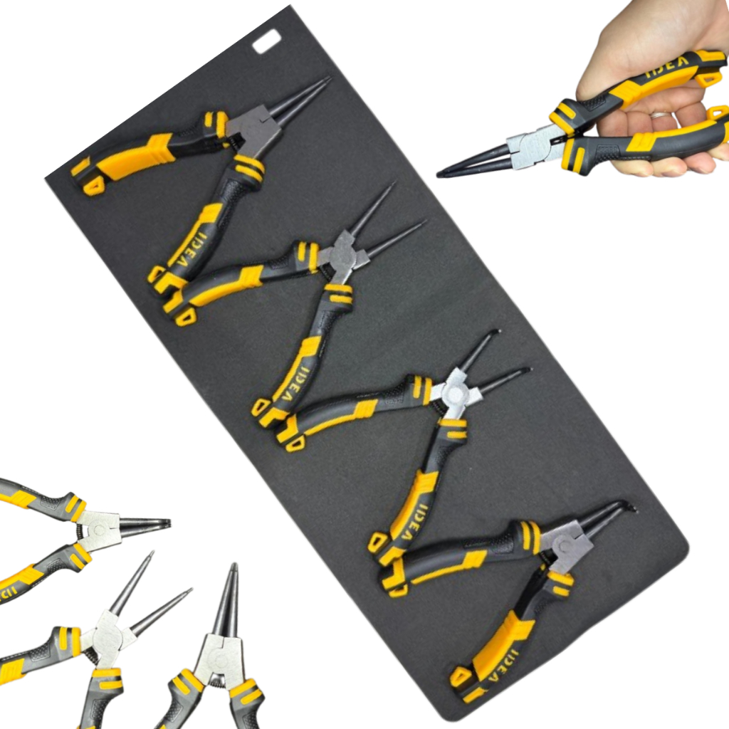 Jogo Kit Alicate De Anéis 7'' Polegadas Reforçado Bico Curvo E Reto Saca Anel Elastico Curvo Externo