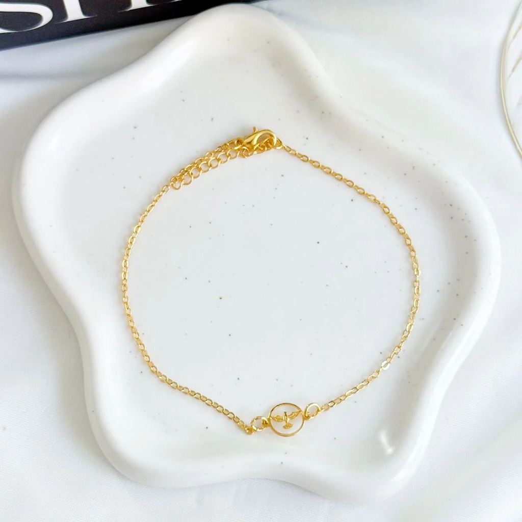 [ SEMI JOIA ] Pulseira Feminina Espirito Santo Delicada Fina Banhado a Ouro 18k ou Prata