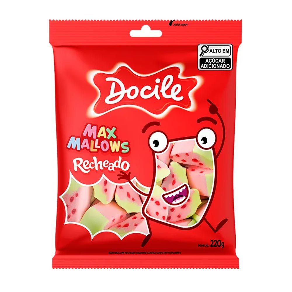 Marshmallow Morango Recheado 220g - Docile