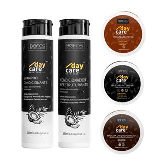 Kit Cronograma Capilar + Shampoo e Condicionador Reconstrução 250ml Biofios Profissional em Oferta na Shopee
