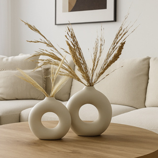 DUPLA DE VASO COM FLORES SECAS DECORAÇÃO SALA DE ESTAR CASA COZINHA em Oferta na Shopee