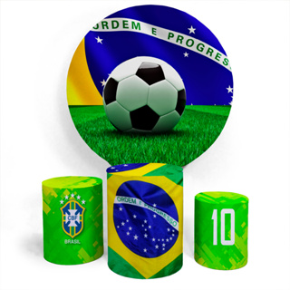 Kit Festa Painel Festa Capa Circular E Capa Conjunto Cilindro Veste Fácil Brasil e Futebol em Oferta na Shopee