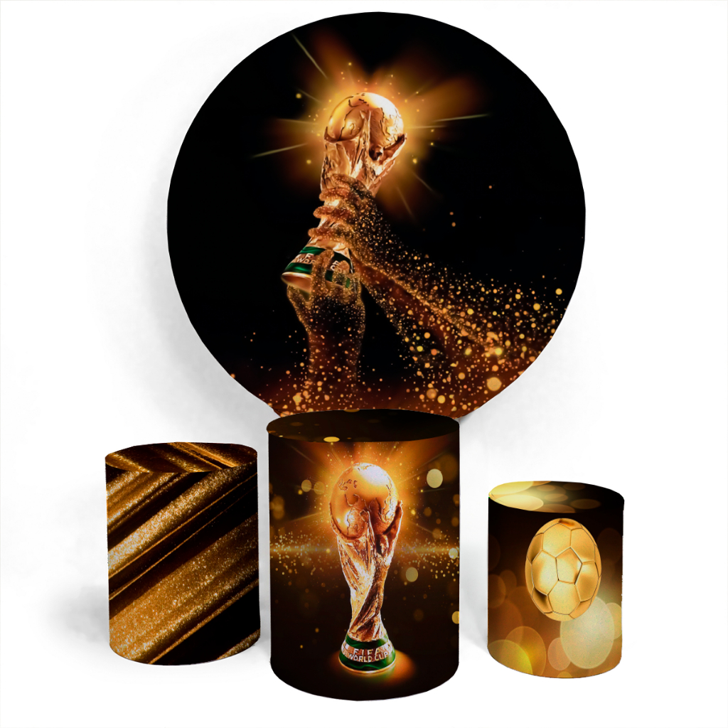 Trio Conjunto Kit Capa Cilindro Veste Facil E Capa Painel Customizado Tema Taça Copa do Mundo