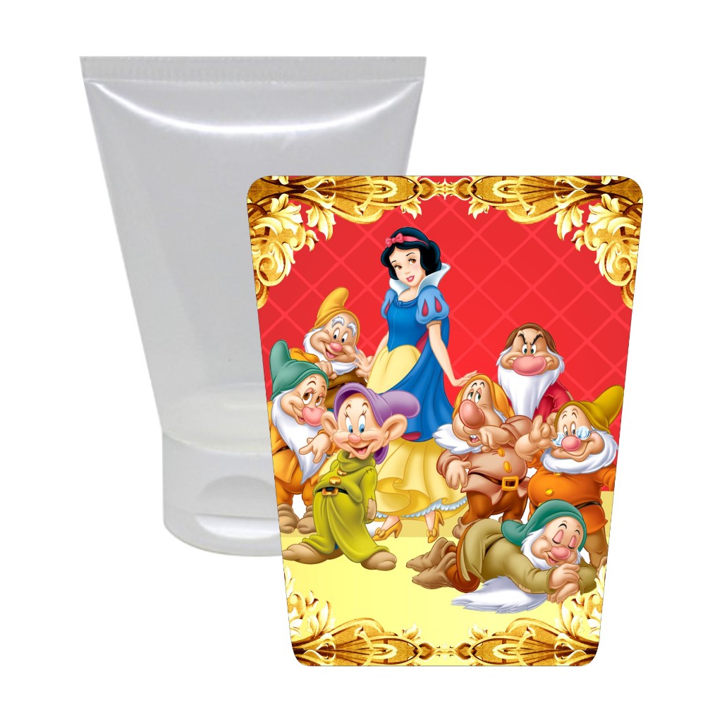 Bisnaga 30ml + Adesivo Branca de Neve  VÁRIAS CORES - Lembrancinha Festa Brigadeiro Álcool Gel