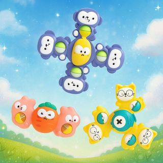  Spinners Baby com Ventosa Brinquedo Sensorial Crianças Bebes + 5 Meses Cores
