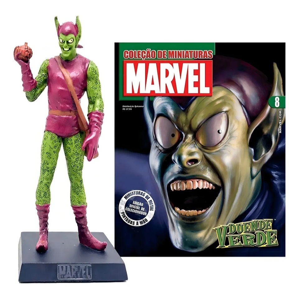 Miniatura Marvel Coleção Eaglemoss - Duende Verde Ed 08 - NA CAIXA COM FASCÍCULO