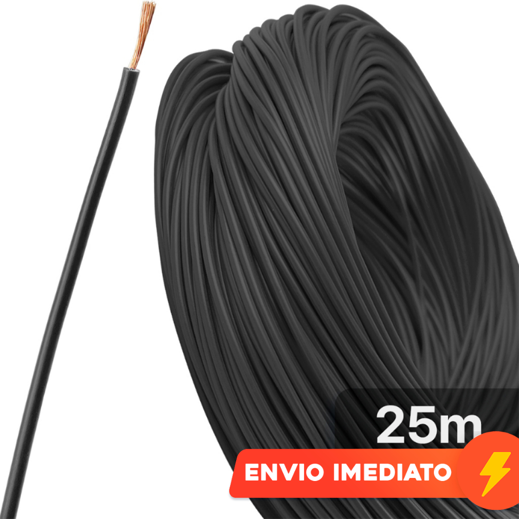 25m Cabo Pp Flexível 1mm² Fio Automotivo Preto Technoise
