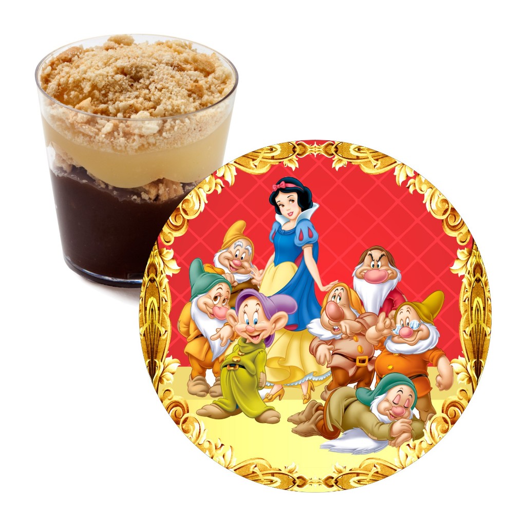 Copinhos Coloridos + Adesivos Branca de Neve- Brigadeiro Doce no Copinho Festas Lembrancinhas