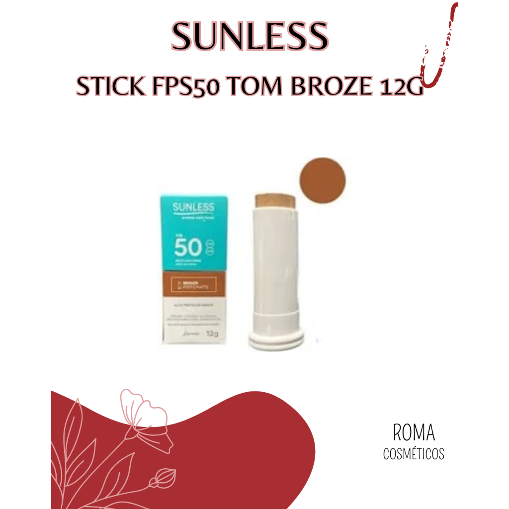 Protetor Solar Sunless Stick Bronze FPS 50 – 12g (Tom Bronze, Tom Médio, Tom Claro, Tom Extra Claro ou Sem Cor)