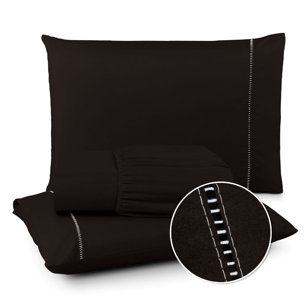 Jogo de Lençol Berço Solteiro Casal Queen King 02 e 03 Peças Toque Suave 400 Fios Micropercal Com Ponto Palito