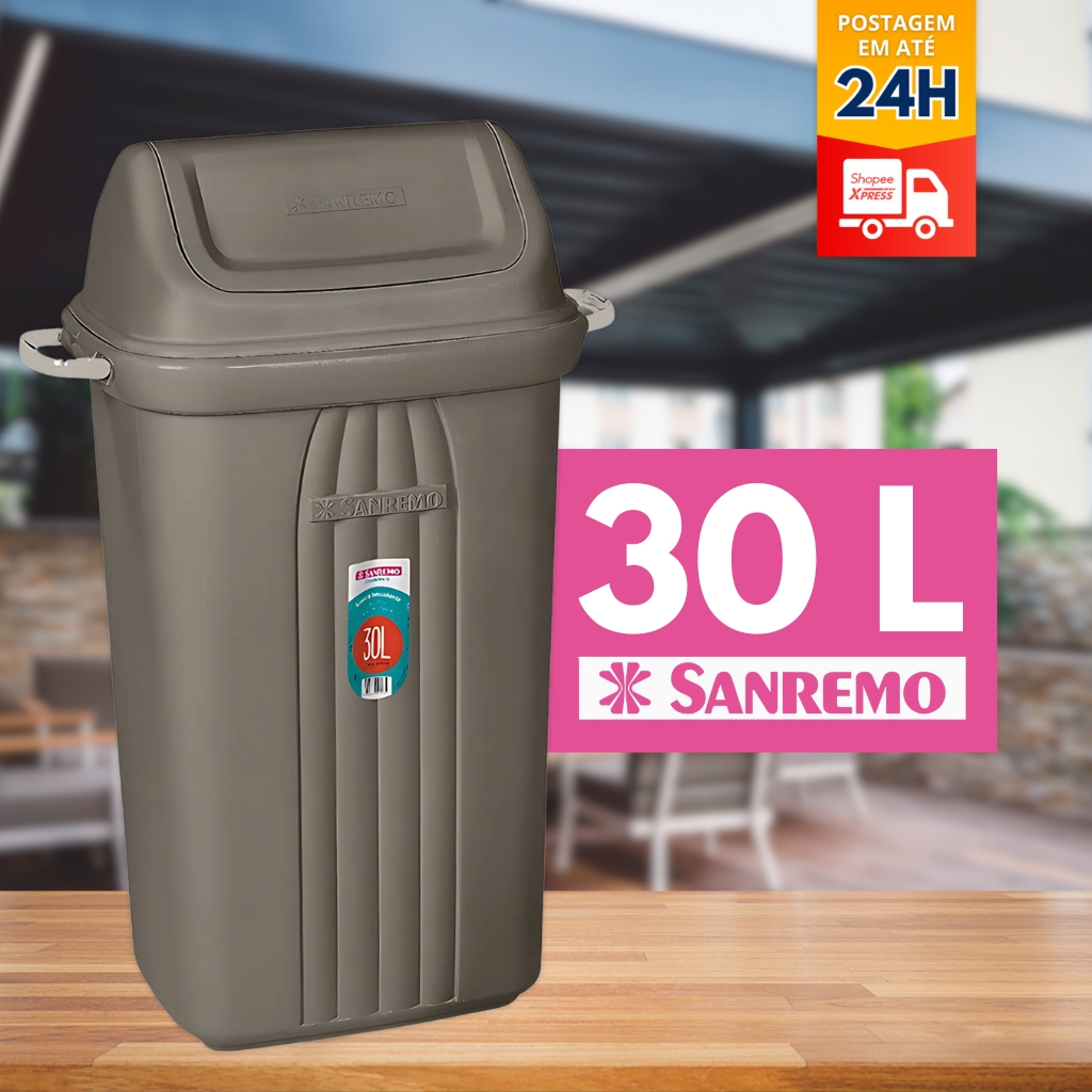 Lixeira Basculante 30 Litros De Chao Piso - Plastico Sanremo