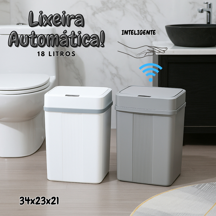 Lixeira Automática 16L e 18L Sensor Infravermelho para Cozinha, Banheiro e Escritório