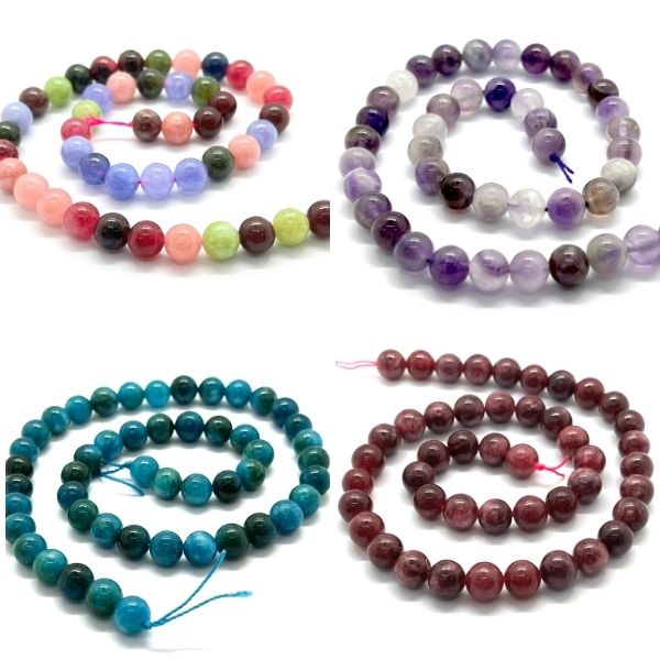 Imagem Fio de Pedras Naturais 8mm 1 Fio Contas Pedras Proteção Guias Japamala terço