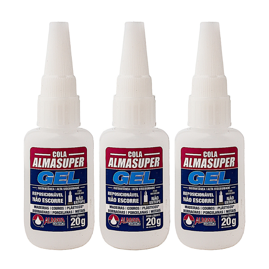 Kit 3 Cola Instantânea Almasuper Gel 20g