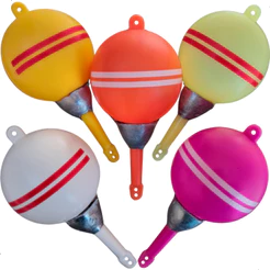 Bóia Paulistinha De Arremesso C/Chumbo 10cm 35g Ideal Para Pesca De Robalos Carpas Pirara Cores Diversas Pescaria
