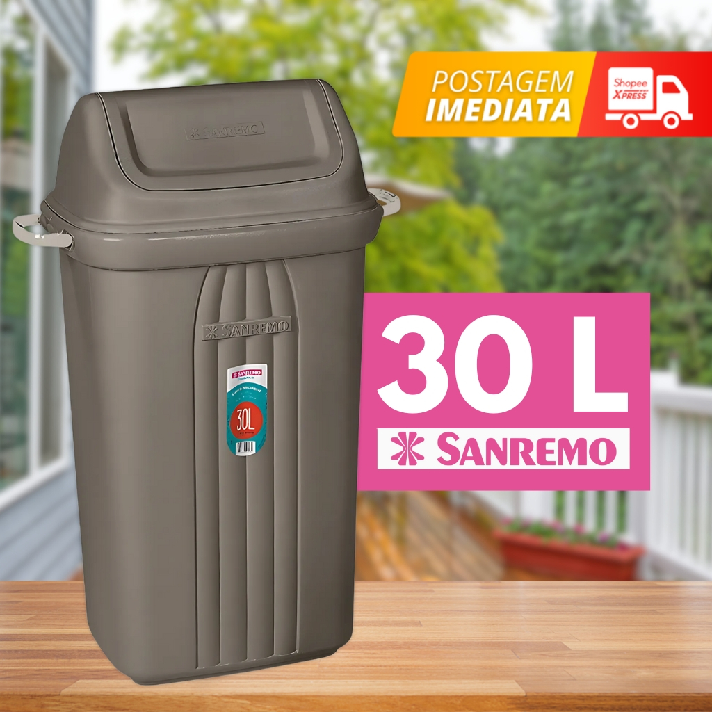 Lixeira Basculante 30 Litros De Chao Piso - Plastico Sanremo em Oferta na Shopee