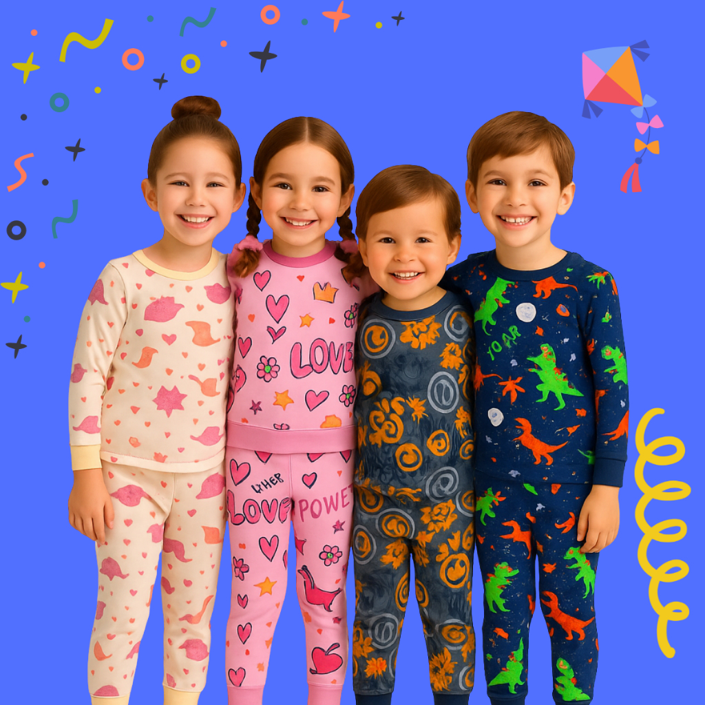 Pijama Infantil Menino Menina Estampado C/ Punho Manga Longa Conjunto de Inverno Confortável Algodão