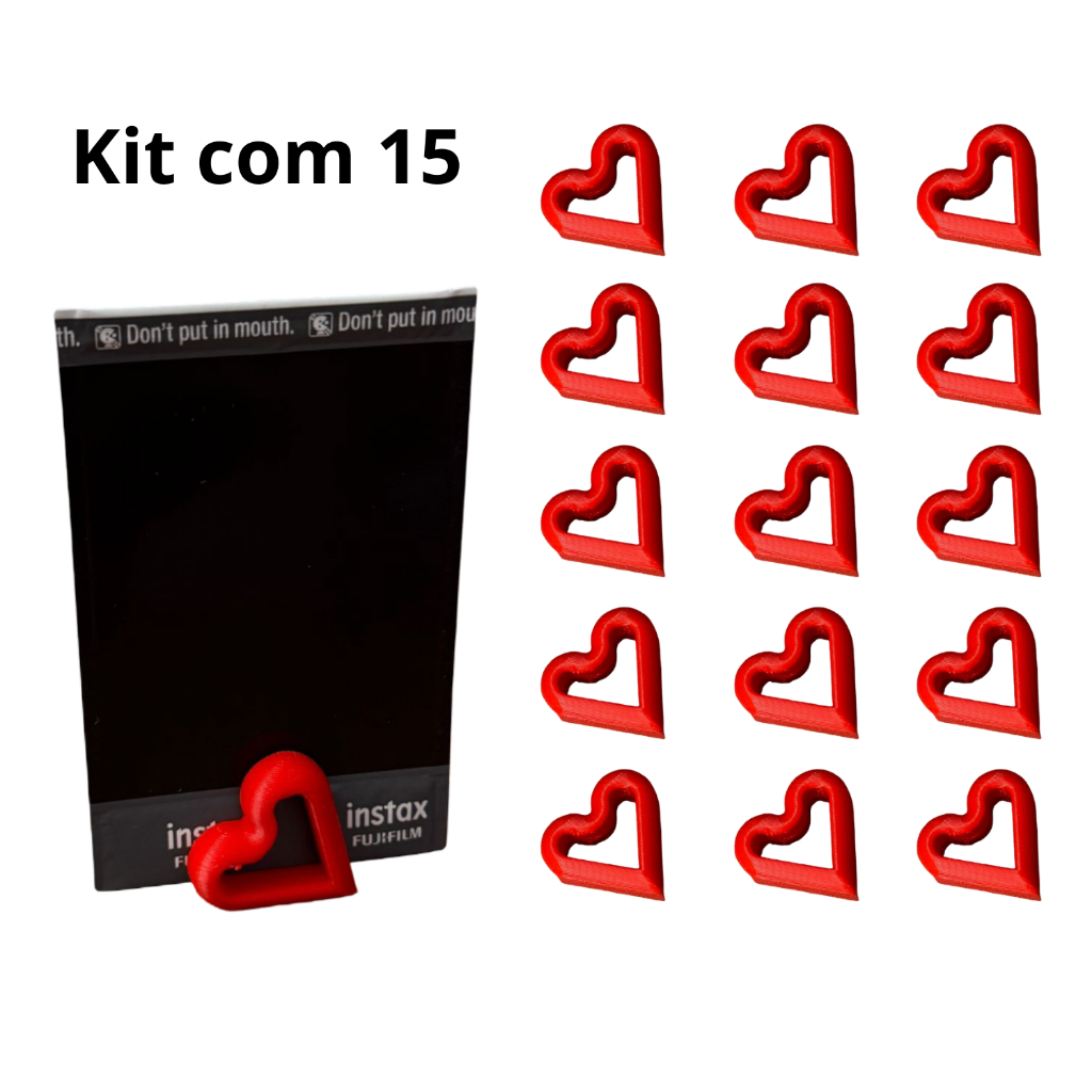 Kit 15 Porta Retrato Base Suporte Apoio Para Foto Polaroide Coração Decoração