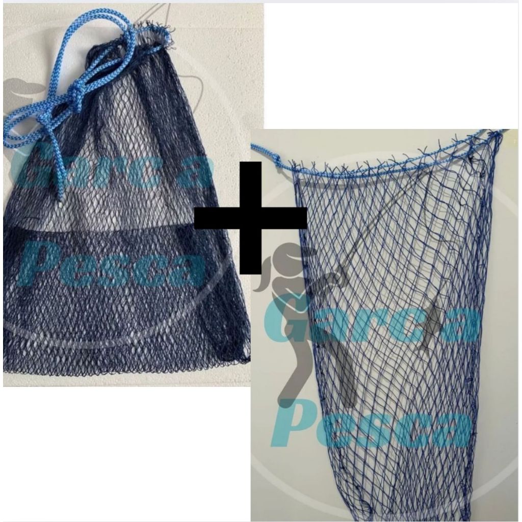 SAMBURA SACO PARA PEIXE VIVEIRO MULTIFILAMENTO MALHA 30mm + SAMBURA MALHA 12mm